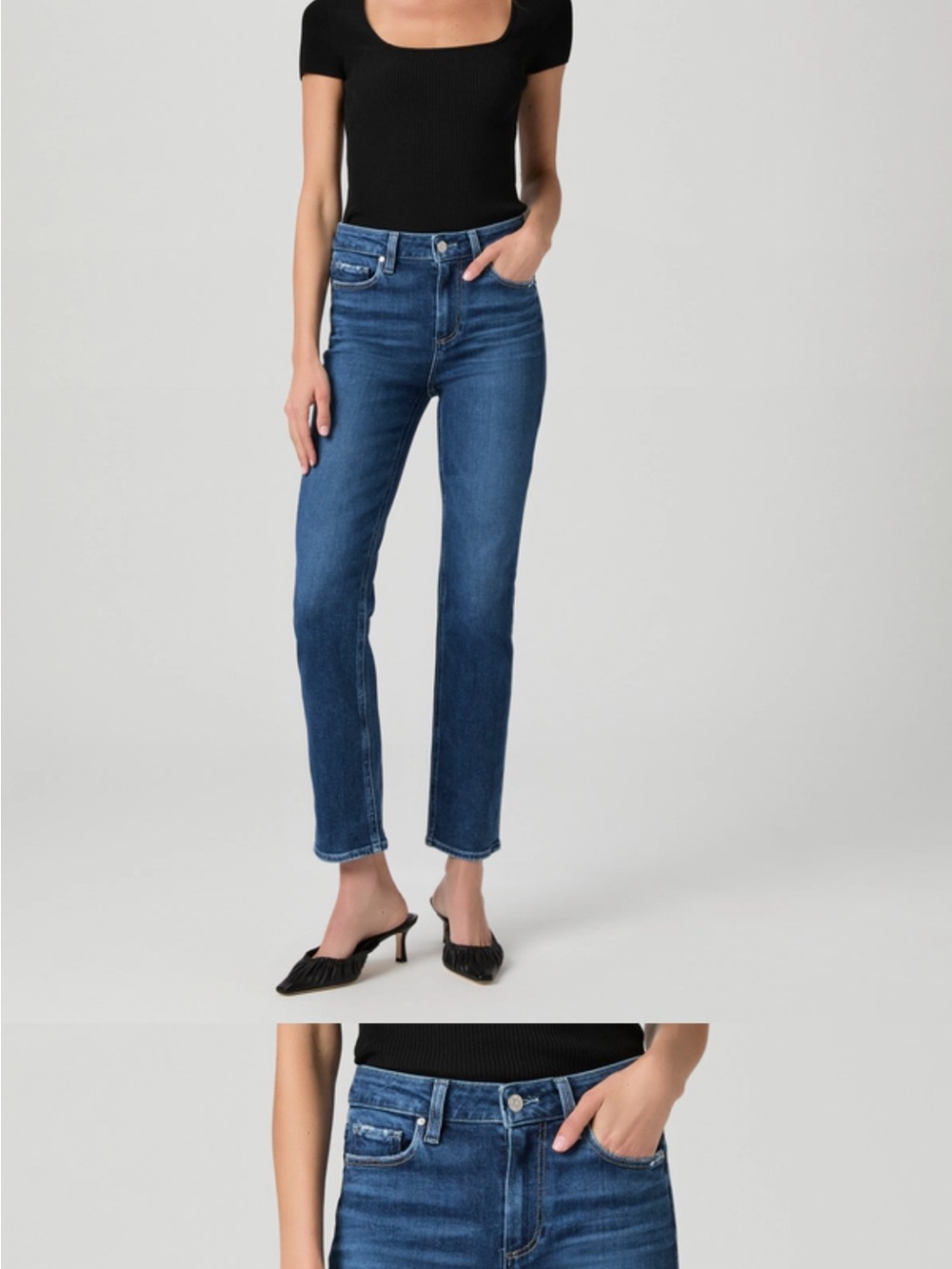 PAIGE Straight Leg Jeans in Deep Blue Wash